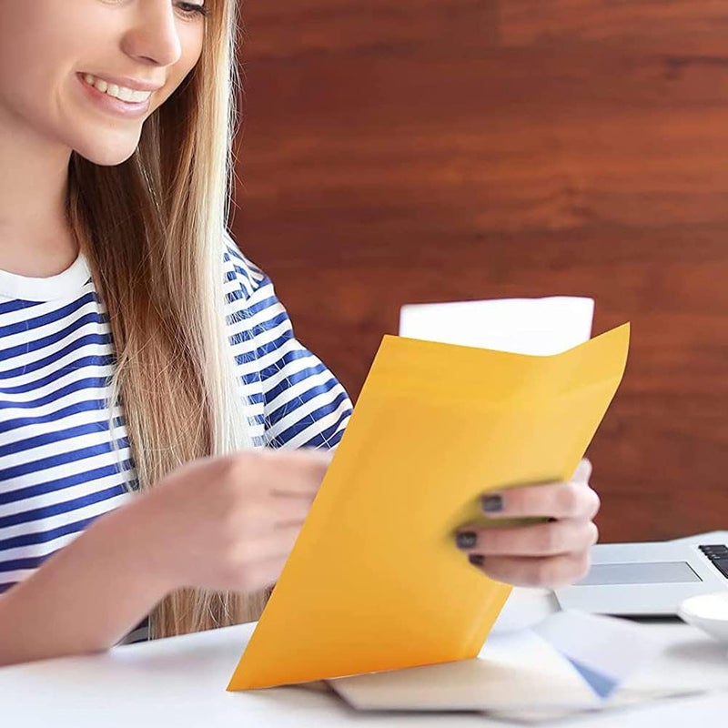 packbabol Kraft Bubble Mailers 4x8 Inch 50 Pcs,Small Self-Sealing Mail Shipping Bags,Yellow Padded Envelopes #000 - Image 5